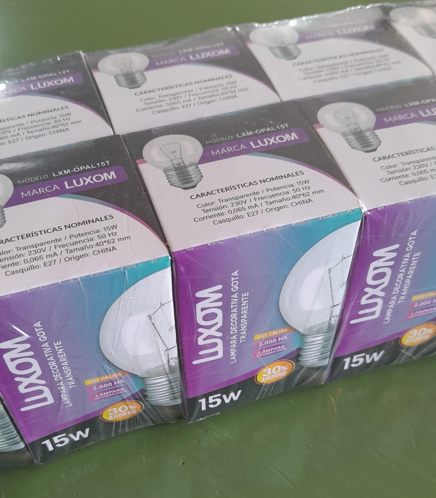 LAMPARA DECO GOTA TRANSPARENTE LUXOM 15W