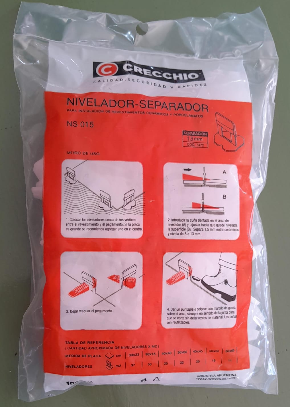 NIVELADOR ARCO DE CERAMICO CRECCHIO 1.5mm X BOLSA