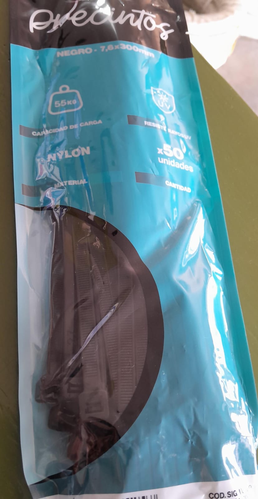 PRECINTO NEGRO CANDELA 7.6MMX300MM C/U