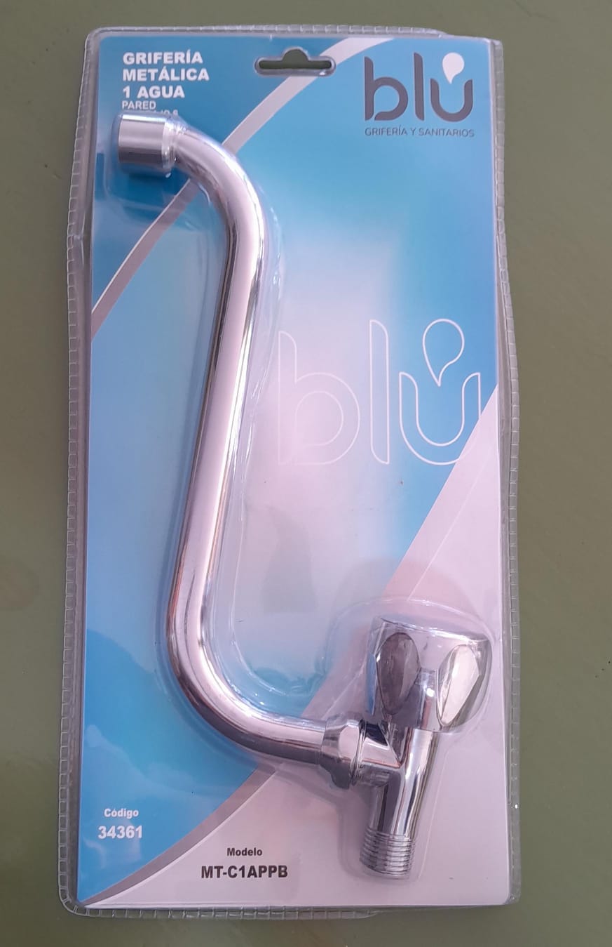 CANILLA METALICA PARED PICO BAJO BLU
