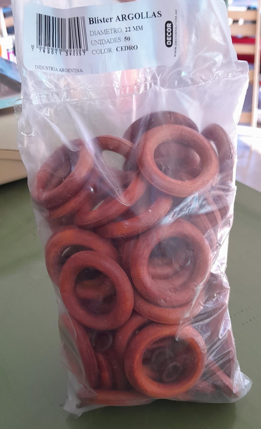 ARGOLLA TEÑIDA P/ SET BARRAL MADERA 22
