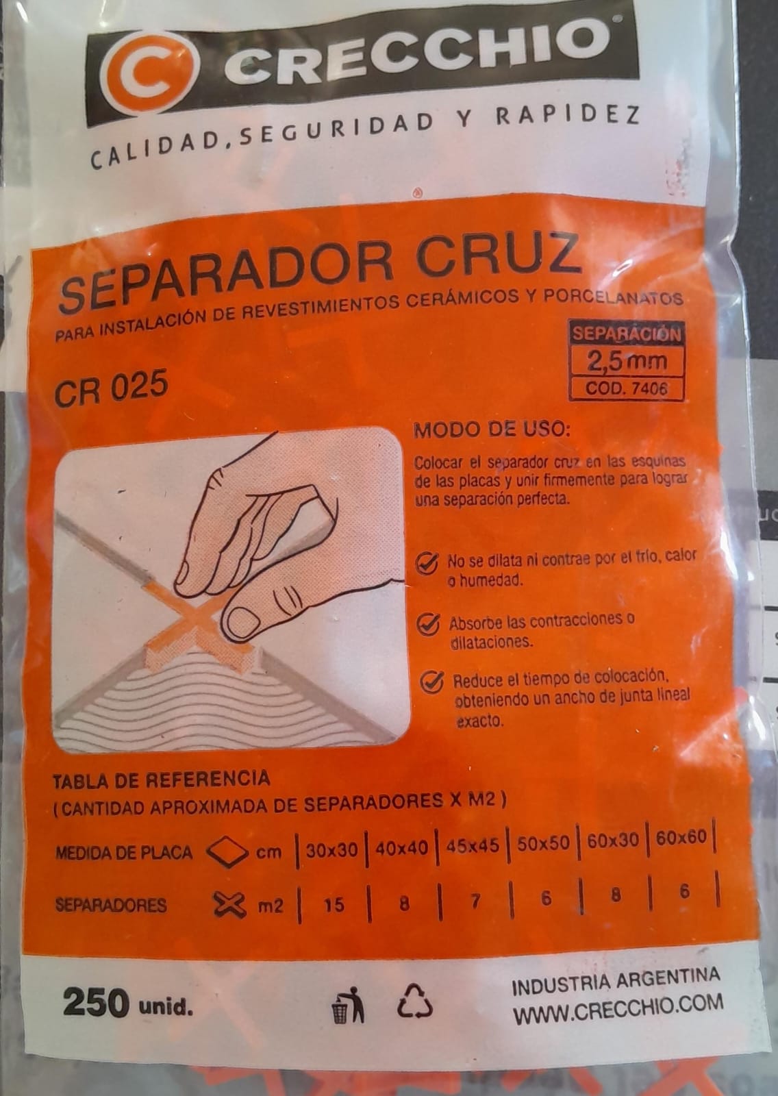 SEPARADOR CRUZ P/CERAMICOS CRECCHIO 3MM X 200UN