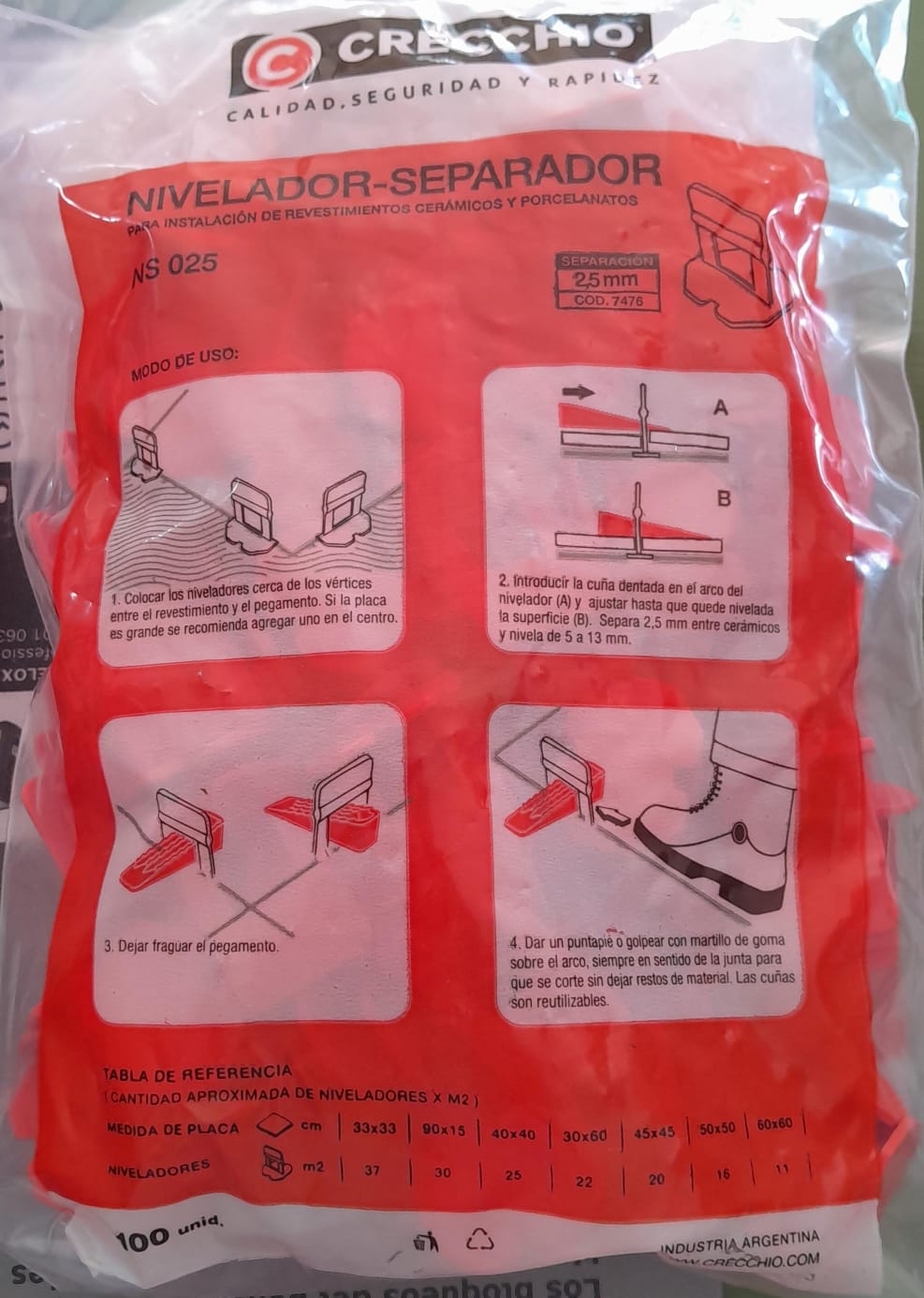 NIVELADOR SEPARADOR ARCO P/CERAMICOS CRECCHIO 2MM X 100UN