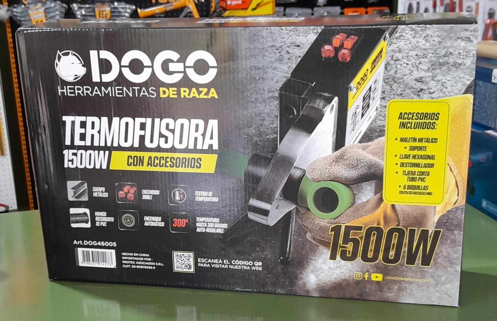 TERMOFUSORA C/MALETIN METALICO Y ACCESORIOS DOGO 1500W