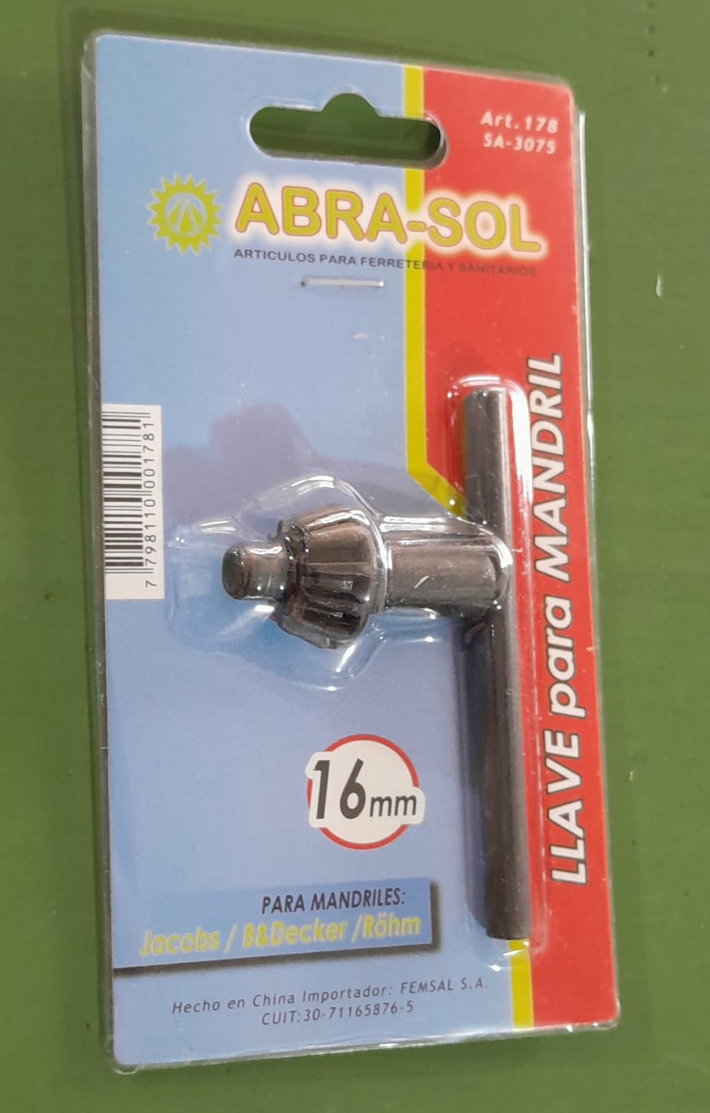 LLAVE P/MANDRIL ABRASOL 16mm