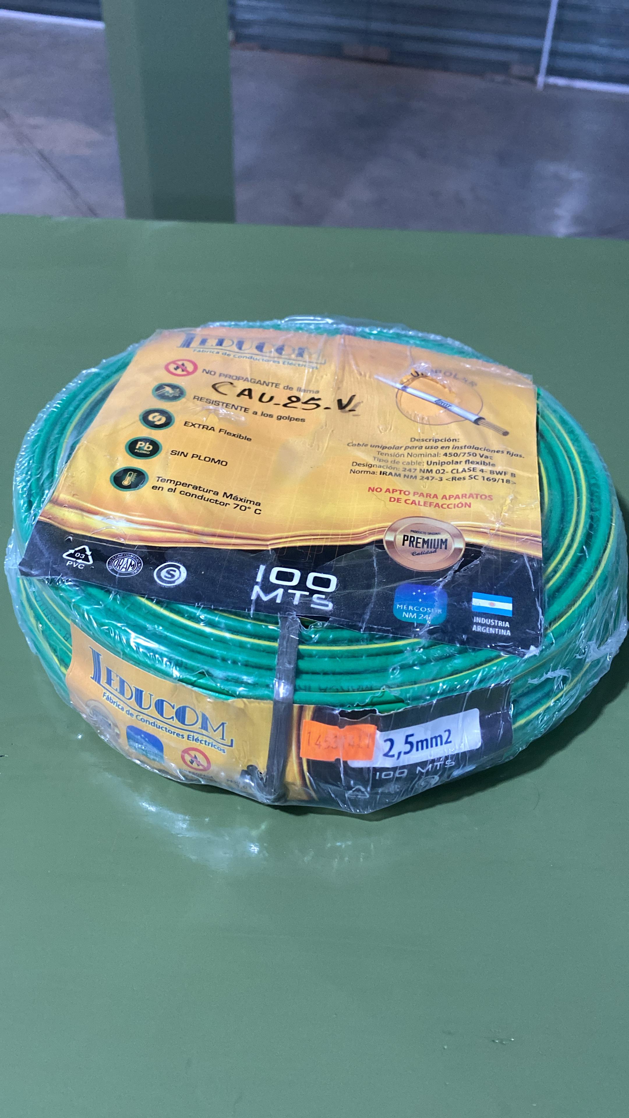 CABLE UNIPOLAR VERDE 2.5MM NORMALIZADO LEDUCOM