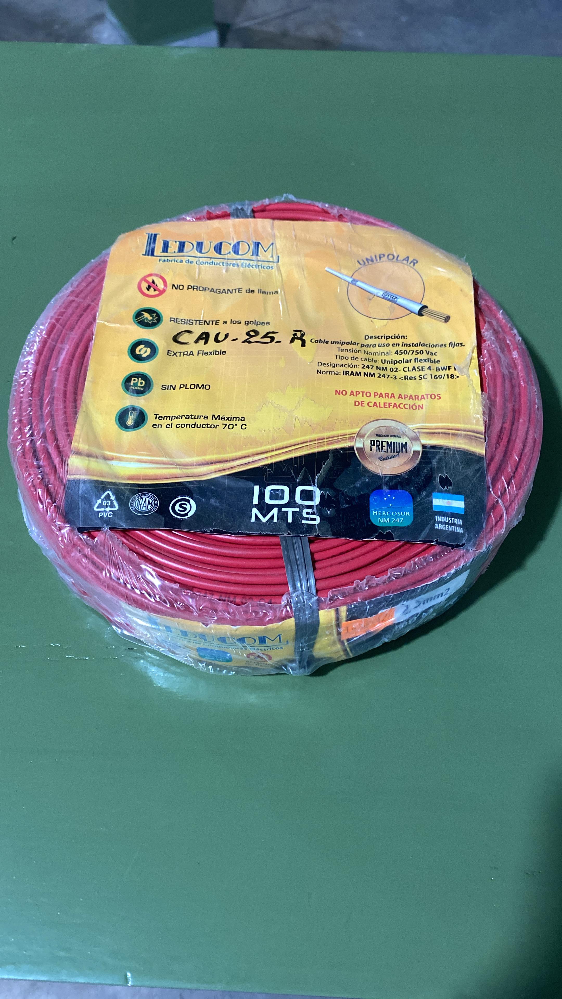 CABLE UNIPOLAR ROJO 2.5MM NORMALIZADO LEDUCOM
