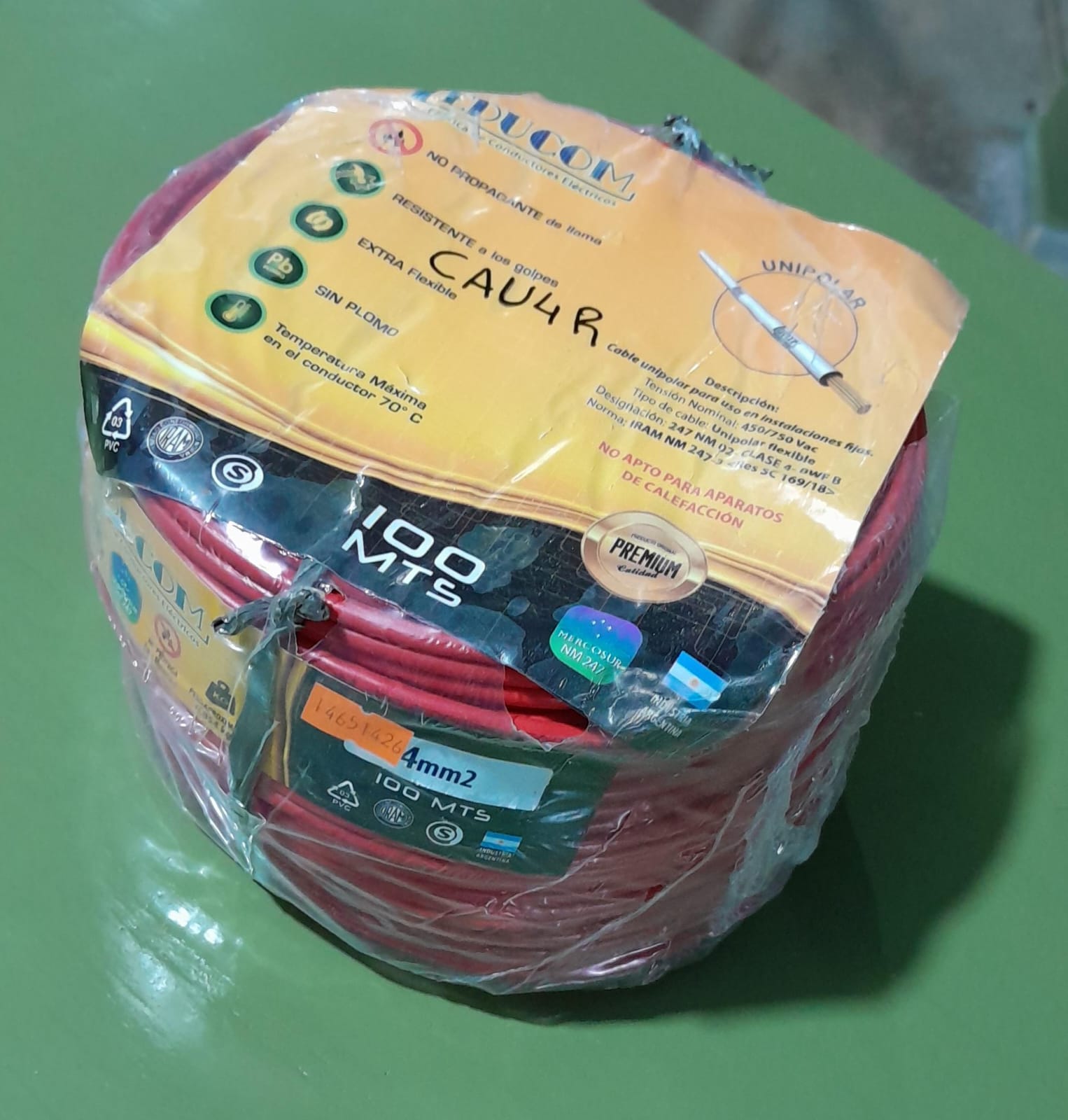 CABLE UNIPOLAR 4MM ROJO NORMALIZADO LEDUCOM