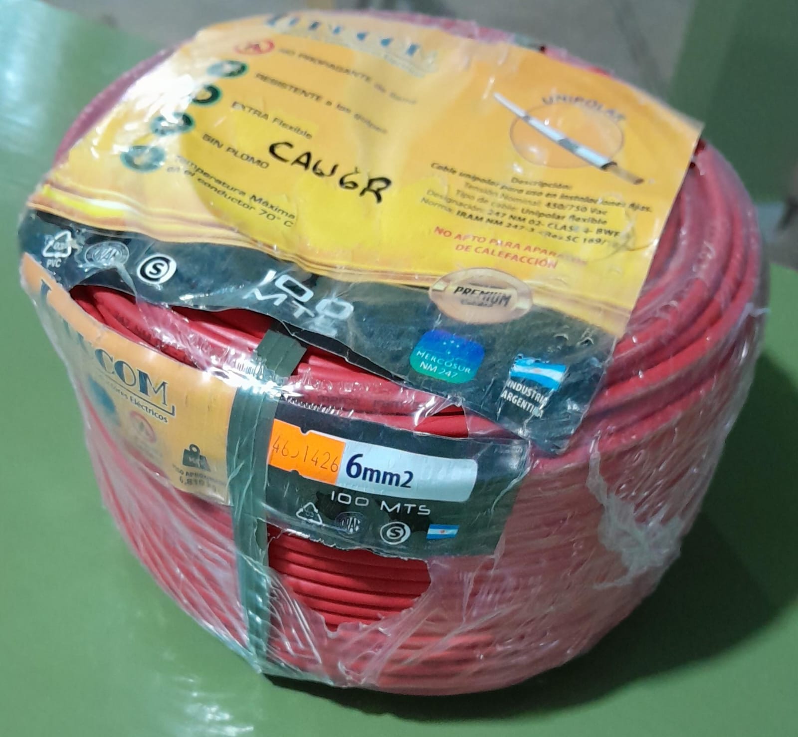 CABLE UNIPOLAR 6mm ROJO NORM. X MT LEDUCOM