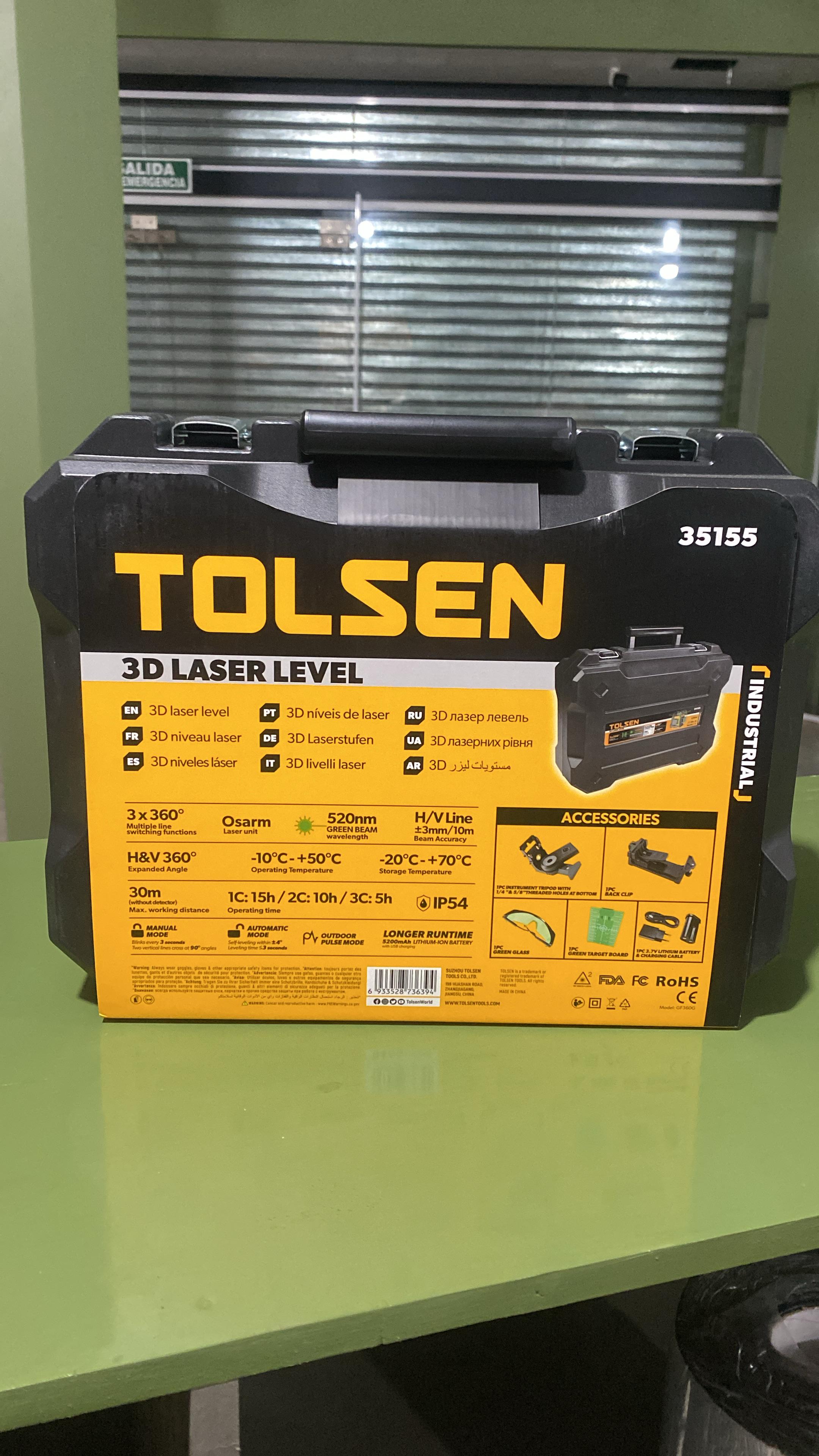 NIVEL LASER 3D INDUSTRIAL TOLSEN